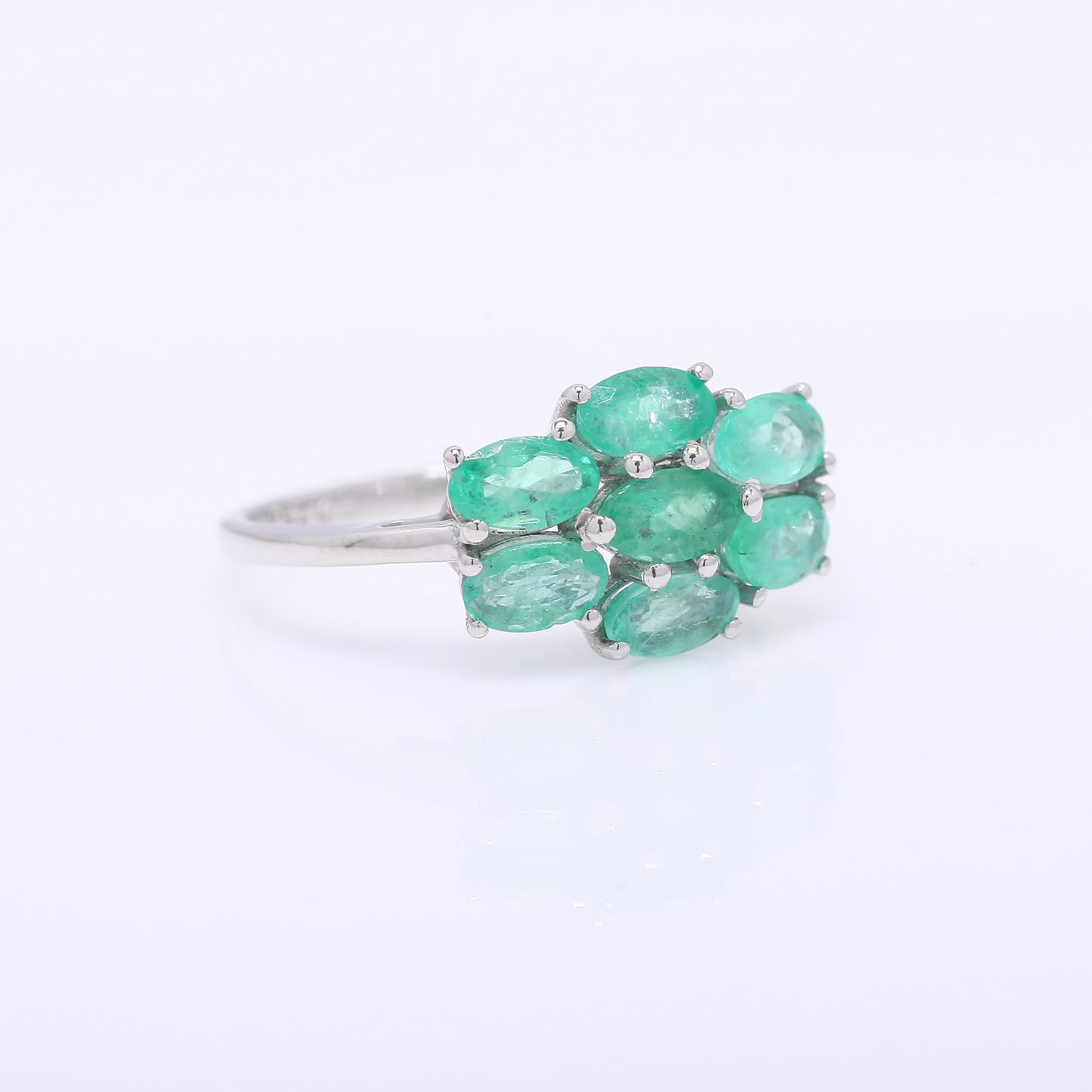 1.55 Ct Oval Mixed Cut Natural Emerald 950 Platinum Ring