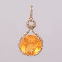 2.60 Ct Round Natural Fire Opal 14K Gold Pendant