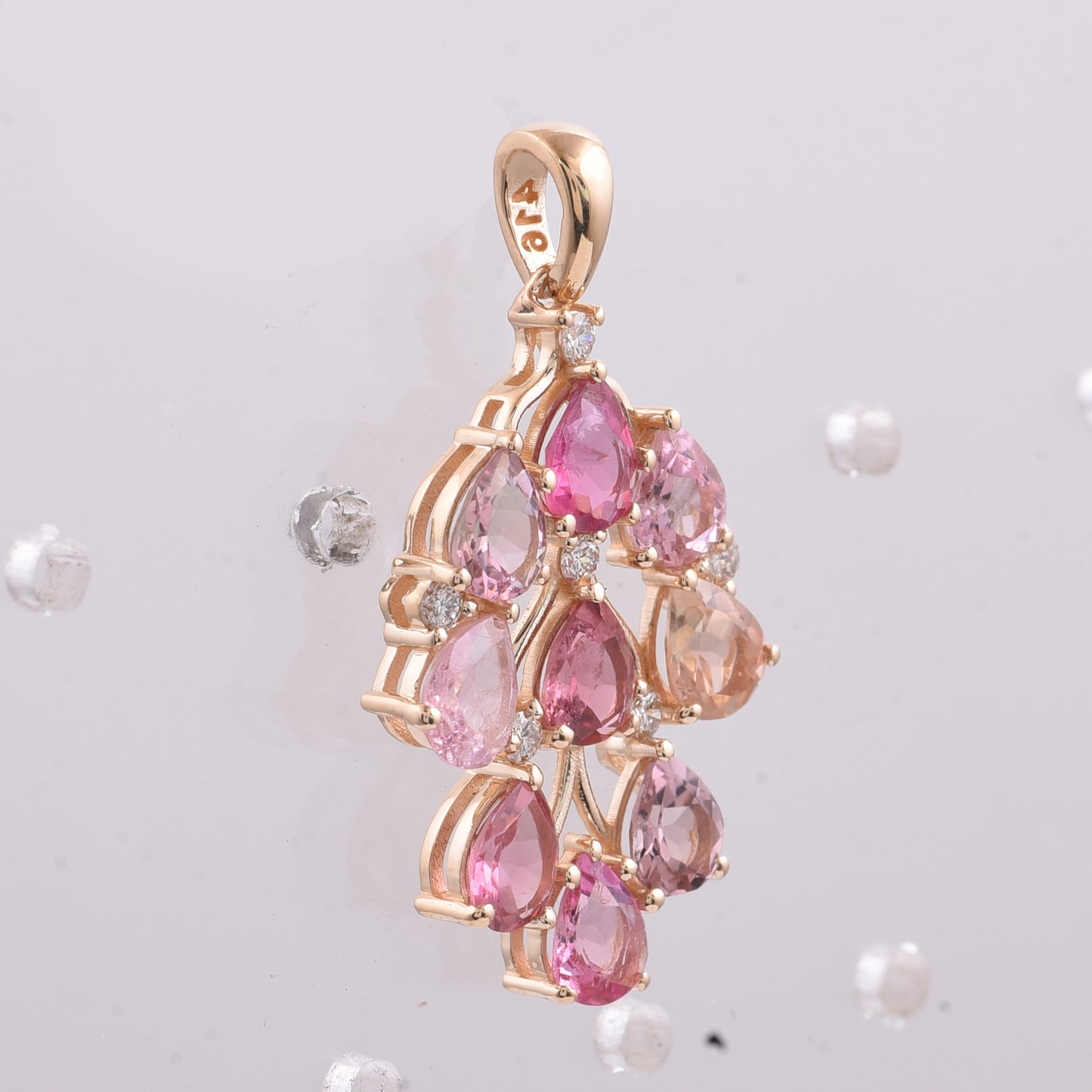 2.56 Ct Pear Natural Multi Coloured Tourmaline 14K Gold Pendant