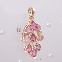 2.56 Ct Pear Natural Multi Coloured Tourmaline 14K Gold Pendant