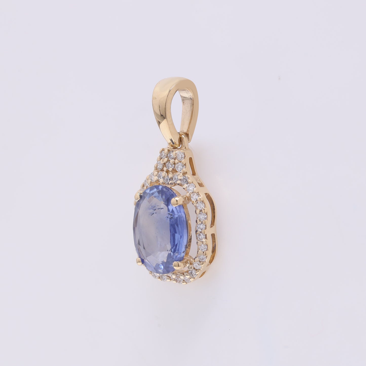 1.60 Ct Oval Mixed Cut Natural Sapphire 14K Gold Pendant