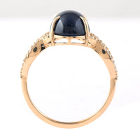 5.15 Ct Oval Cabochon Cut Natural Sapphire 14K Gold Ring