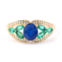 1.77 Ct Oval Mixed Cut Natural Sapphire 14K Gold Ring