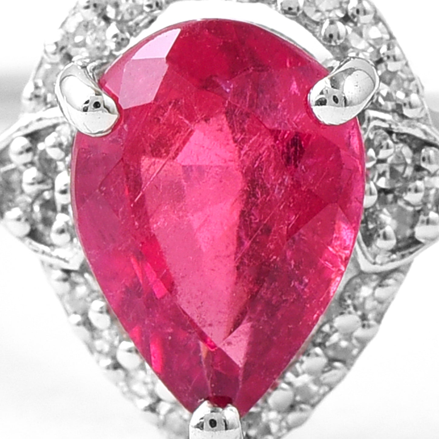2.57 Ct Pear Mixed Cut Natural Rubellite 950 Platinum Ring