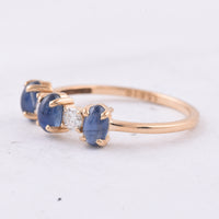 1.42 Ct Oval Cabochon Cut Natural Sapphire 14K Gold Ring