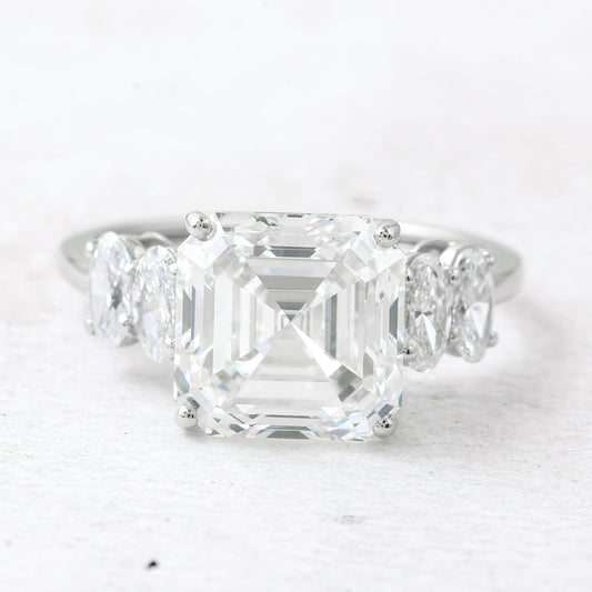 6.15 Ct Asscher Lab Grown Diamond 950 Platinum Ring