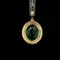 3.48 Ct Oval Mixed Cut Lab Grown Emerald 14K Gold Pendant