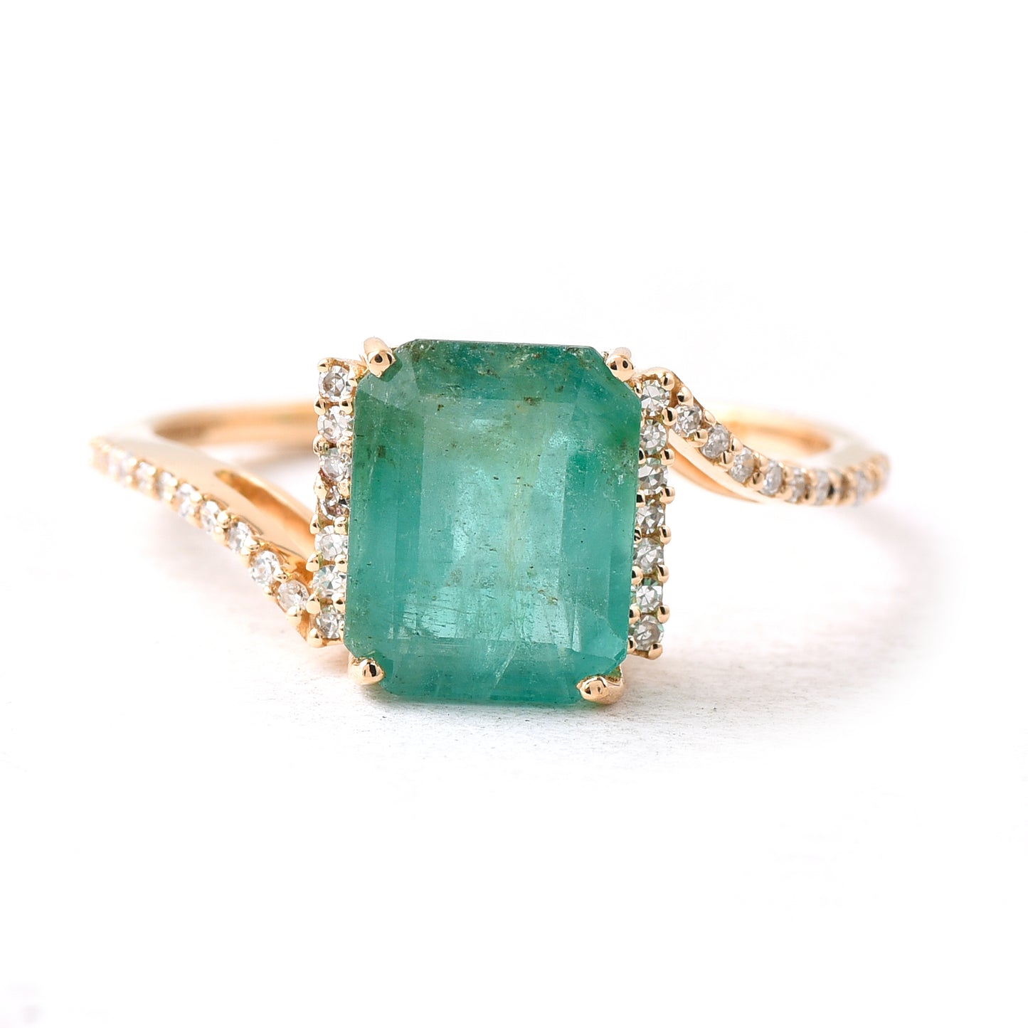 2.48 Ct Octagon Emerald 14K Gold Ring