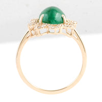 2.68 Ct Oval Cabochon Natural Beryl Emerald 14K Gold Ring