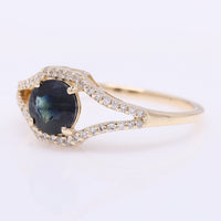 1.29 Ct Round Mixed Cut Natural Sapphire 14K Gold Ring