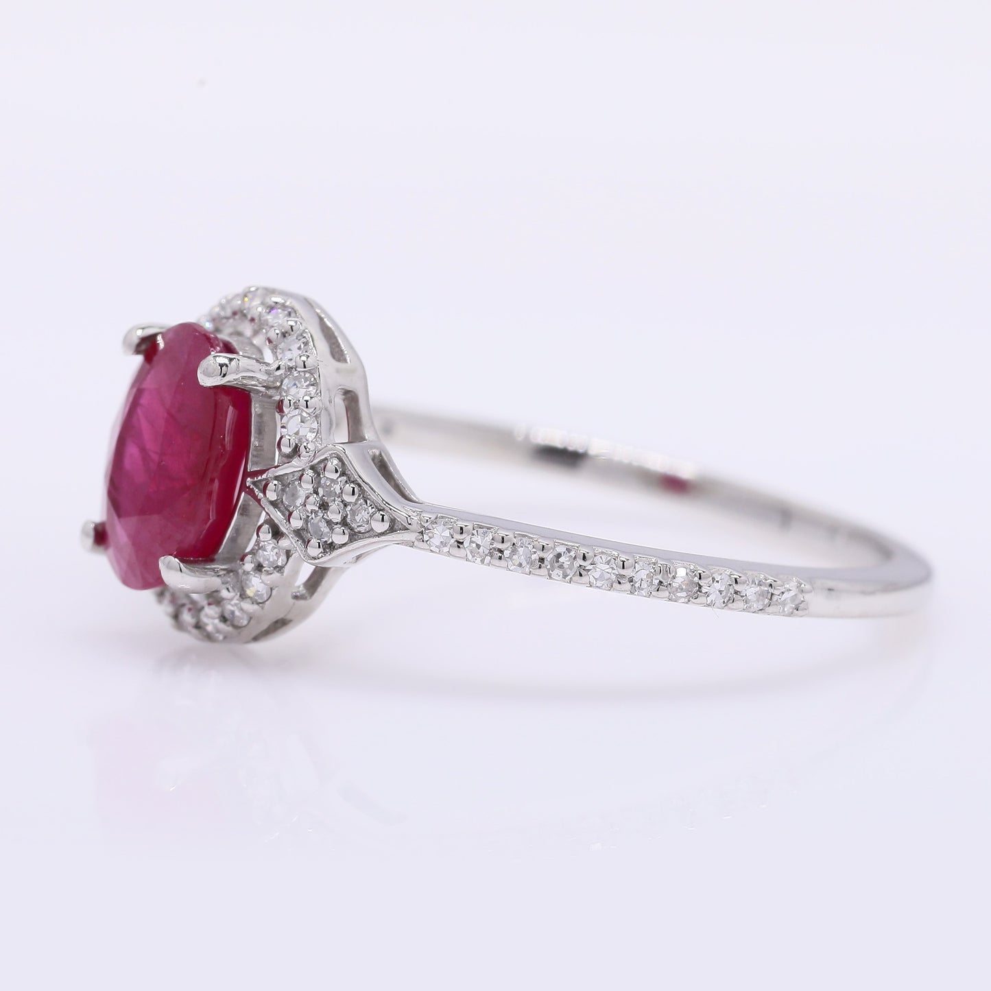 1.18 Ct Oval Mixed Cut Natural Ruby 950 Platinum Ring