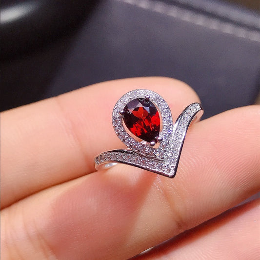 Garnet 925 Sterling Silver Ring
