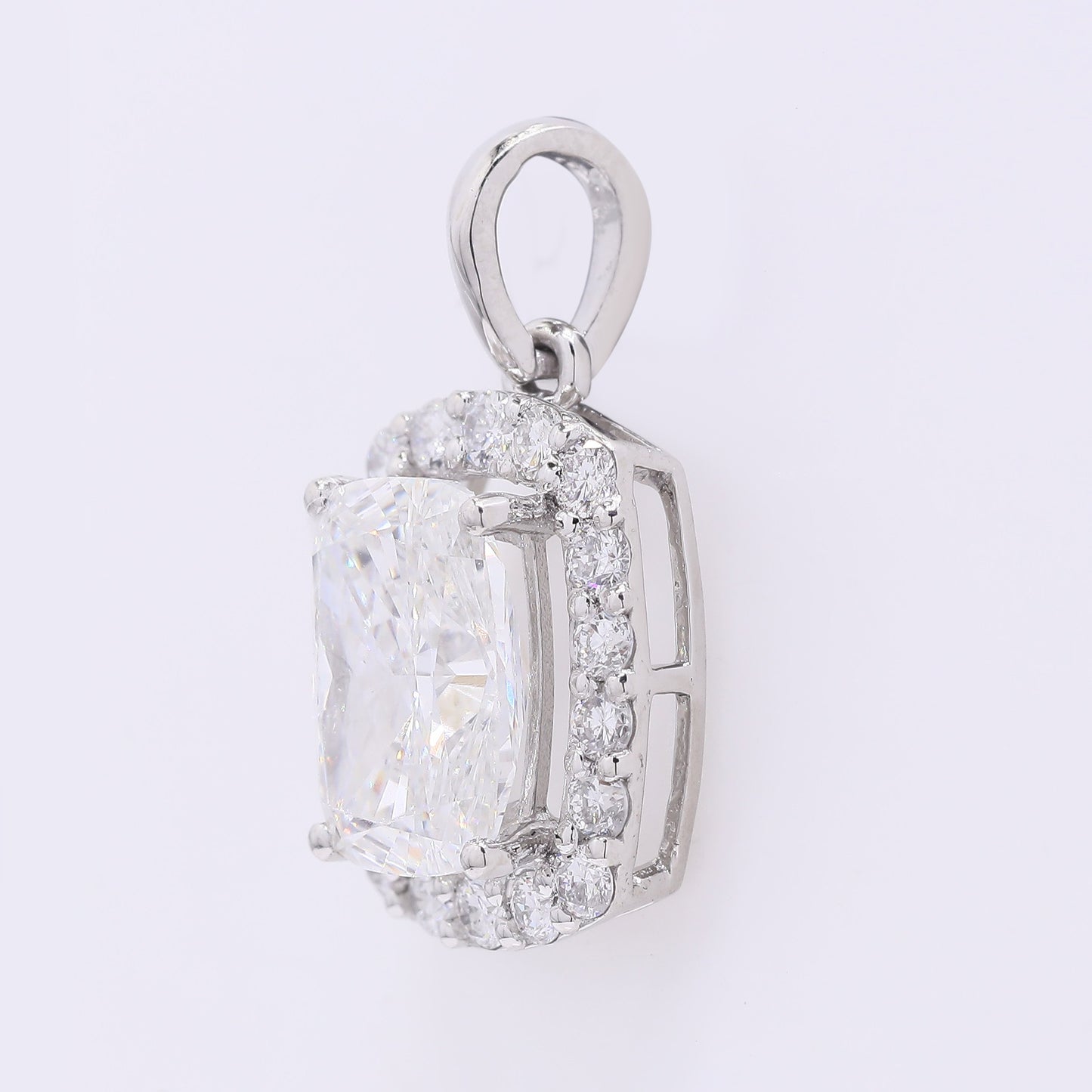 2.18 Ct Cushion Modified Brilliant Lab Grown Diamond 950 Platinum Pendant
