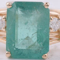 2.37 Ct Octagon Step Cut Natural Emerald 14K Gold Ring