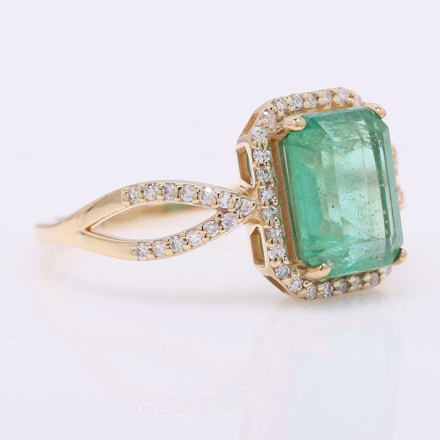 1.99 Ct Octagon Step Cut Natural Emerald 14K Gold Ring