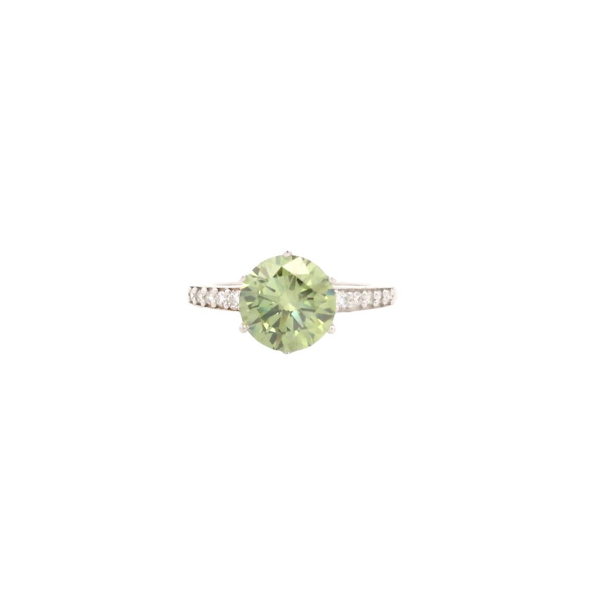 2.22 Carats Green Lab Grown Diamond 14K Gold Ring
