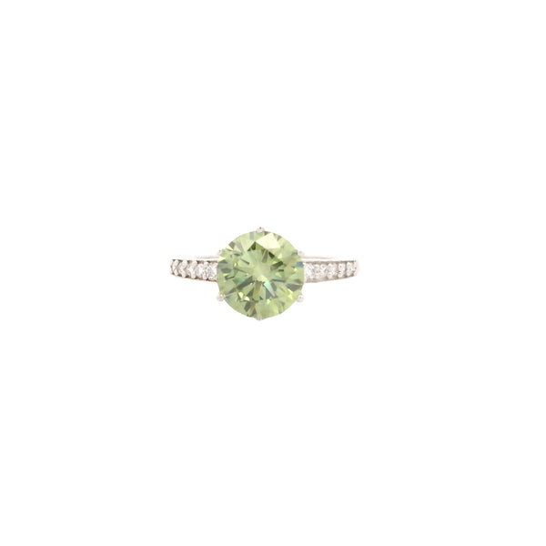 2.22 Carats Green Lab Grown Diamond 14K Gold Ring