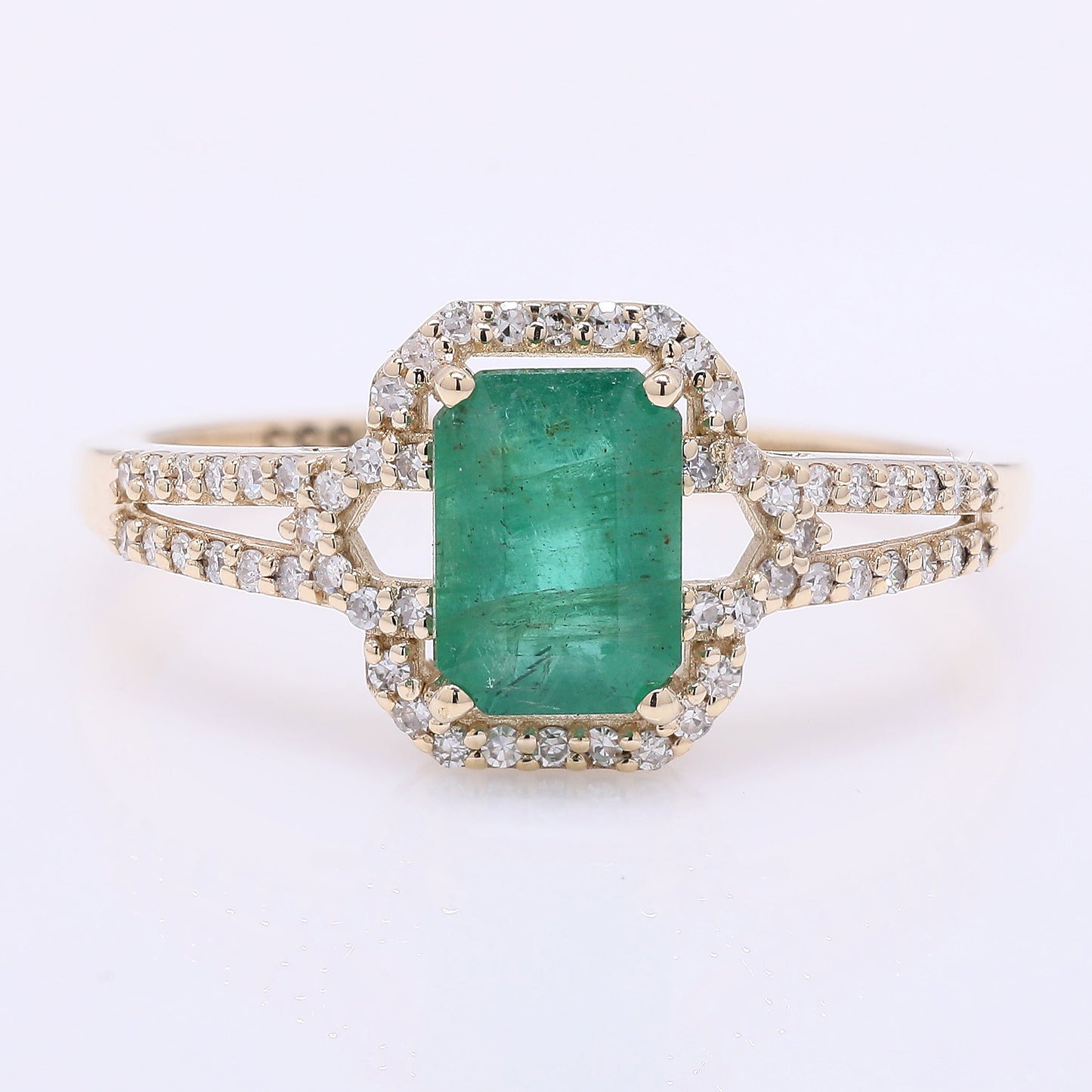 1.15 Ct Octagon Step Cut Natural Emerald 14K Gold Ring
