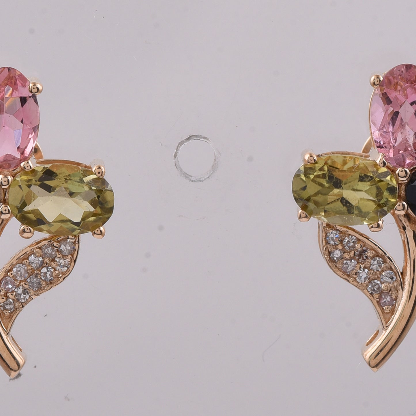 3.14 Ct Oval Natural Multi-Coloured Tourmaline 14K Gold Earrings