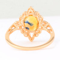 2.84 Ct Oval Mixed Cut Natural Bi Coloured Sapphire 14K Gold Ring