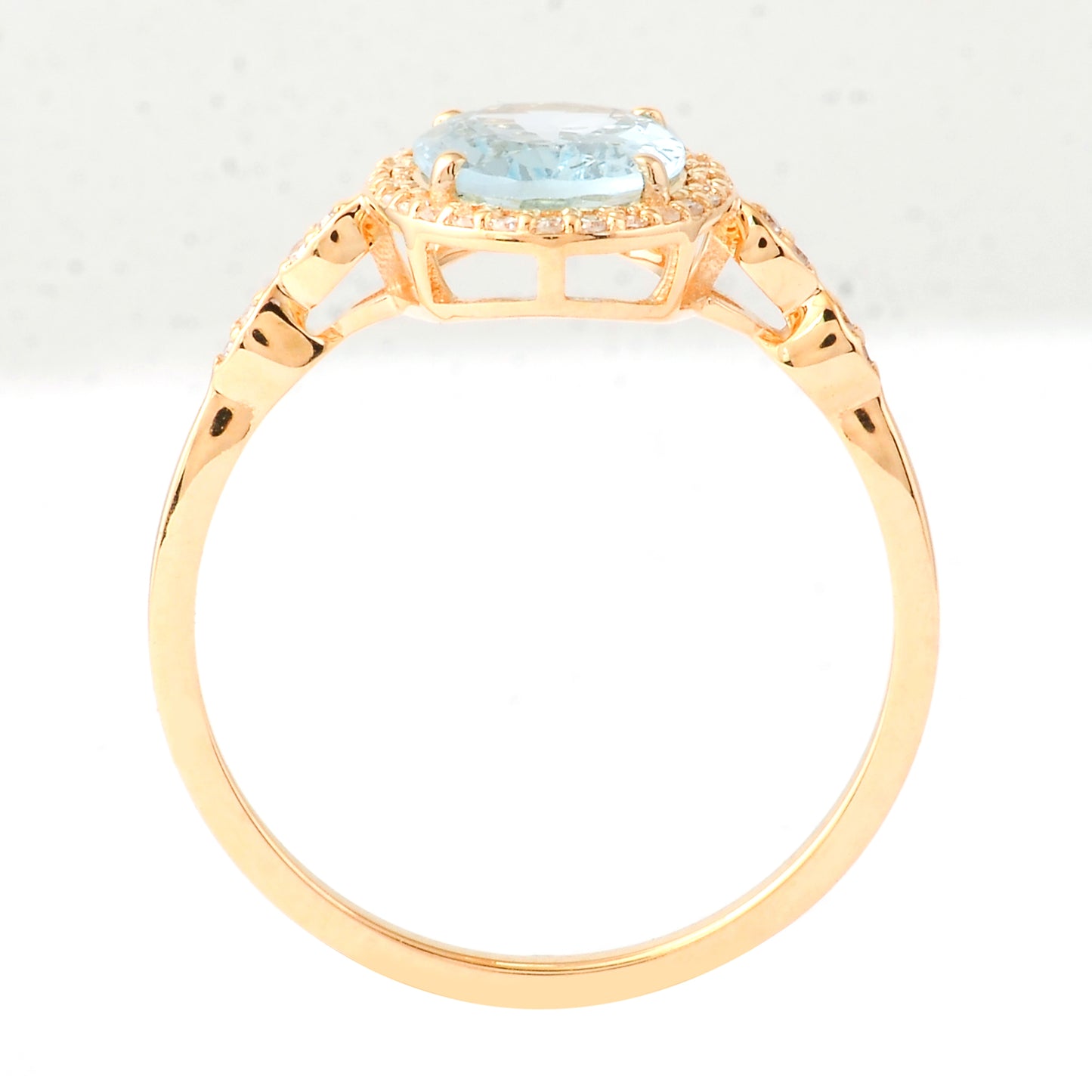 1.27 Ct Oval Mixed Cut Natural Aquamarine 14K Gold Ring