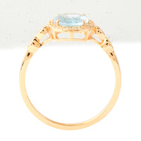 1.27 Ct Oval Mixed Cut Natural Aquamarine 14K Gold Ring