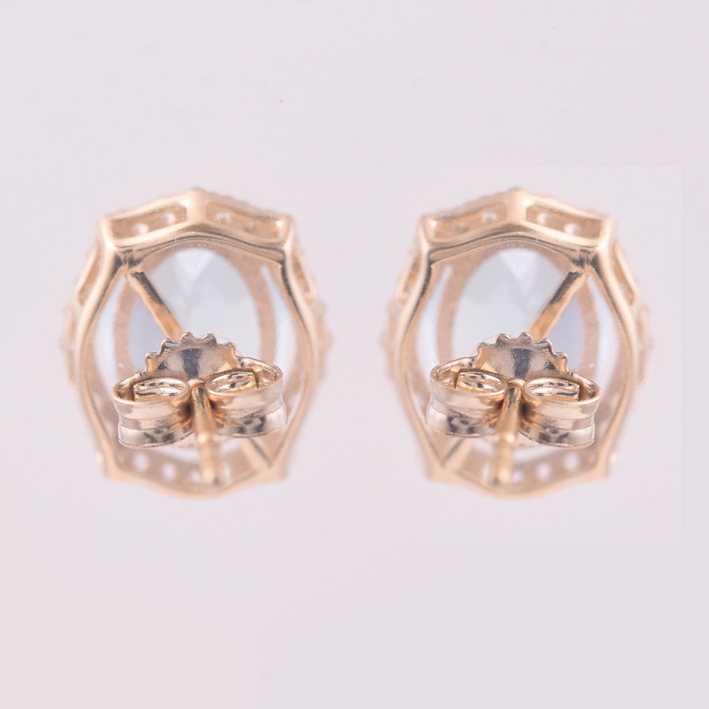 3.14 Ct Oval Blue Topaz 9K Gold Earrings