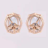 3.14 Ct Oval Blue Topaz 9K Gold Earrings