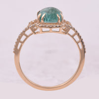 1.86 Ct Cushion Cabochon Cut Natural Emerald 14K Gold Ring