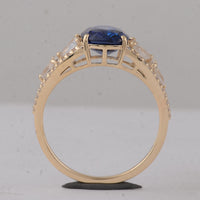 3.70 Ct Cushion Sapphire 9K Gold Ring
