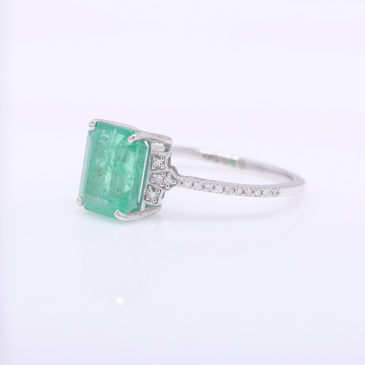 2.79 Ct Octagon Step Cut Natural Emerald 950 Platinum Ring
