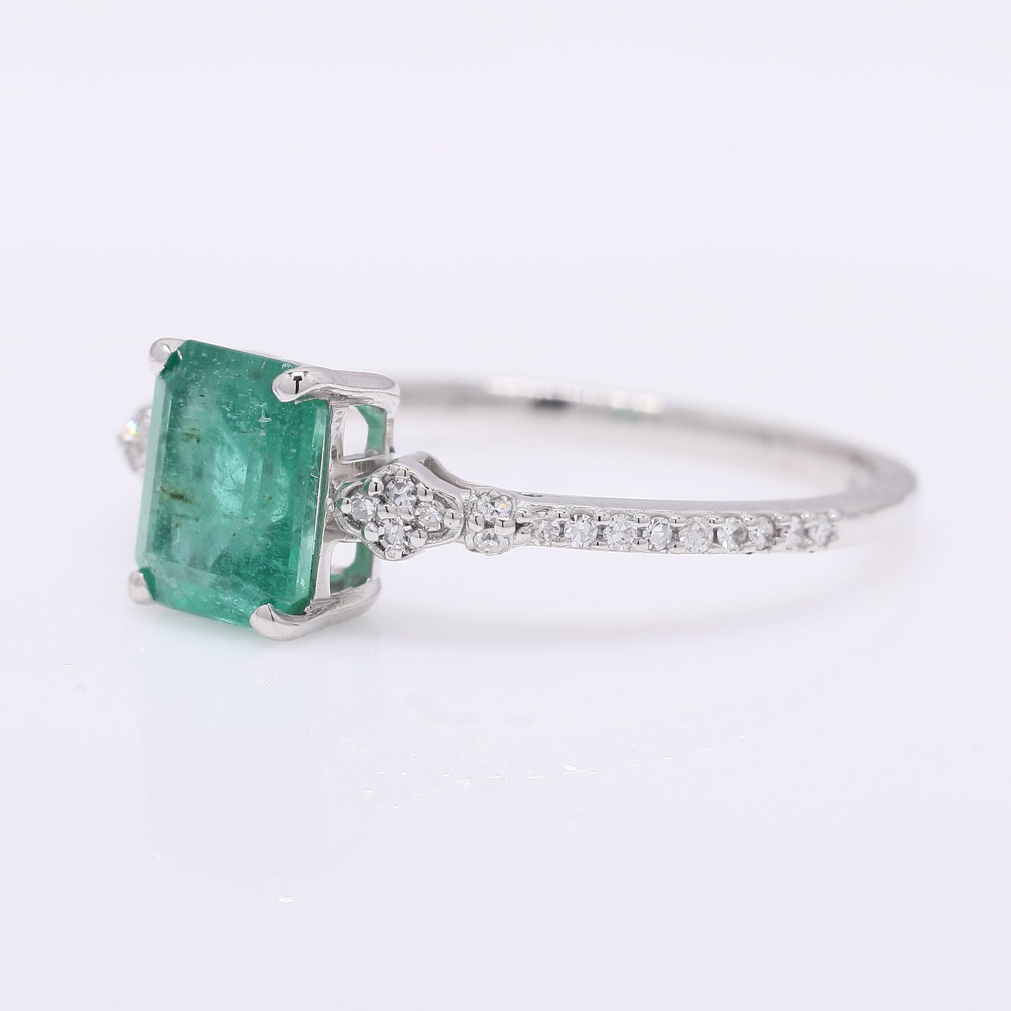 1.22 Ct Octagon Step Cut Natural Emerald 950 Platinum Ring
