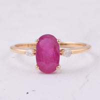1.83 Ct Oval Natural Ruby 14K Gold Ring