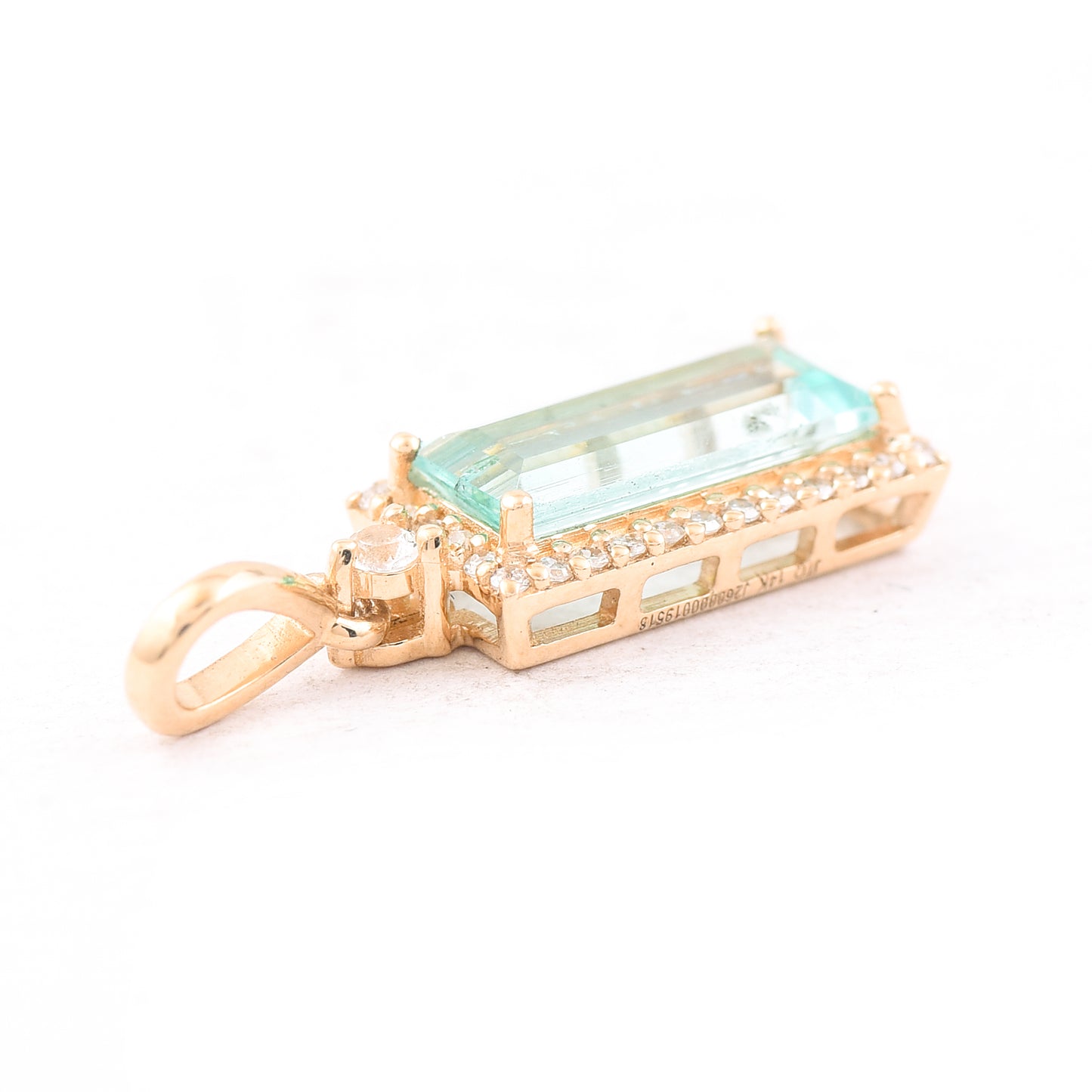 0.99 Ct Rectangle Step Cut Natural Emerald 14K Gold Pendant