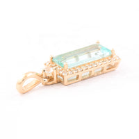 0.99 Ct Rectangle Step Cut Natural Emerald 14K Gold Pendant