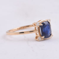 1.54 Ct Cushion Natural Sapphire 14K Gold Ring