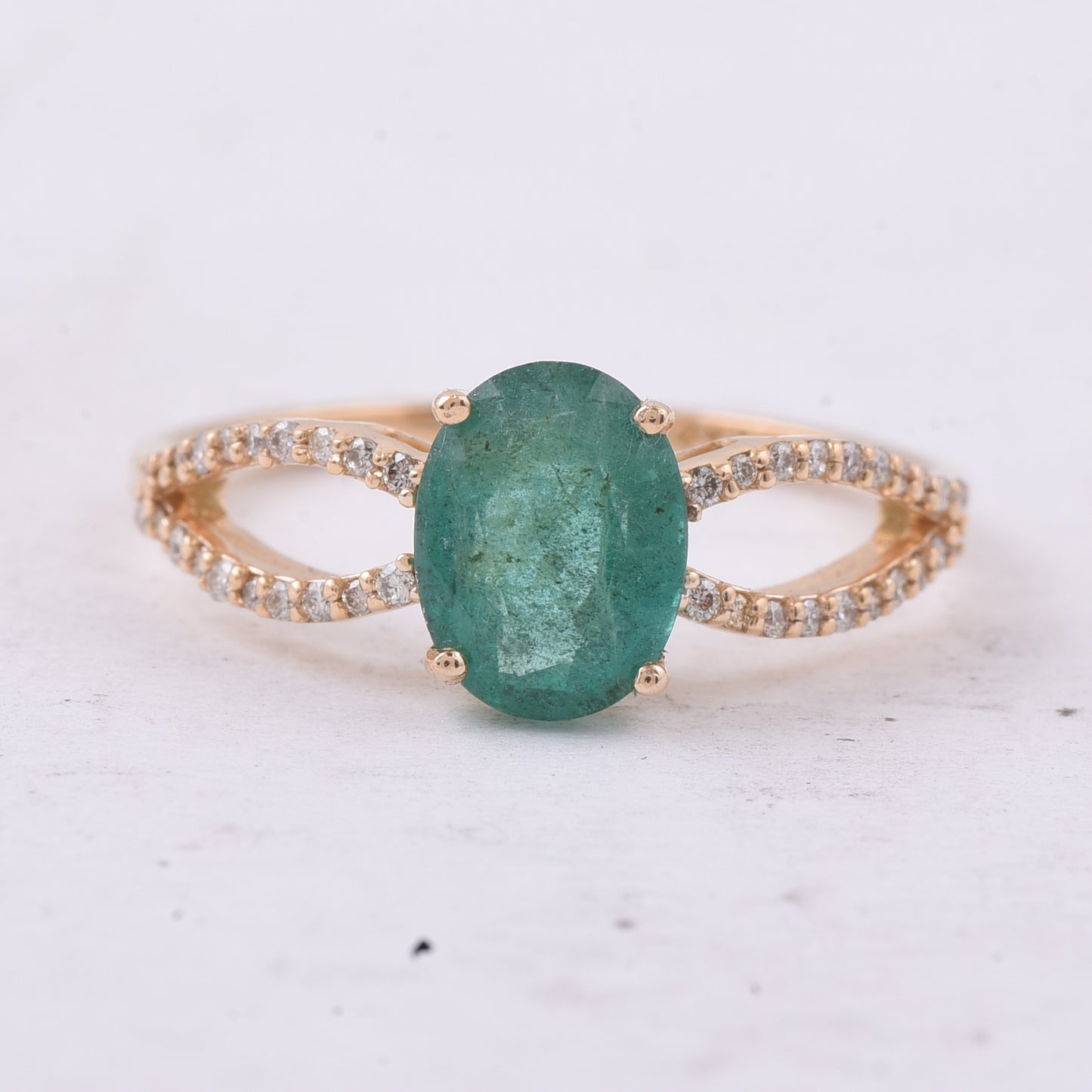 1.34 Ct Oval Natural Emerald 14K Gold Ring