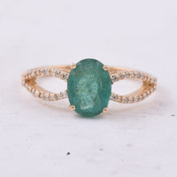 1.34 Ct Oval Natural Emerald 14K Gold Ring