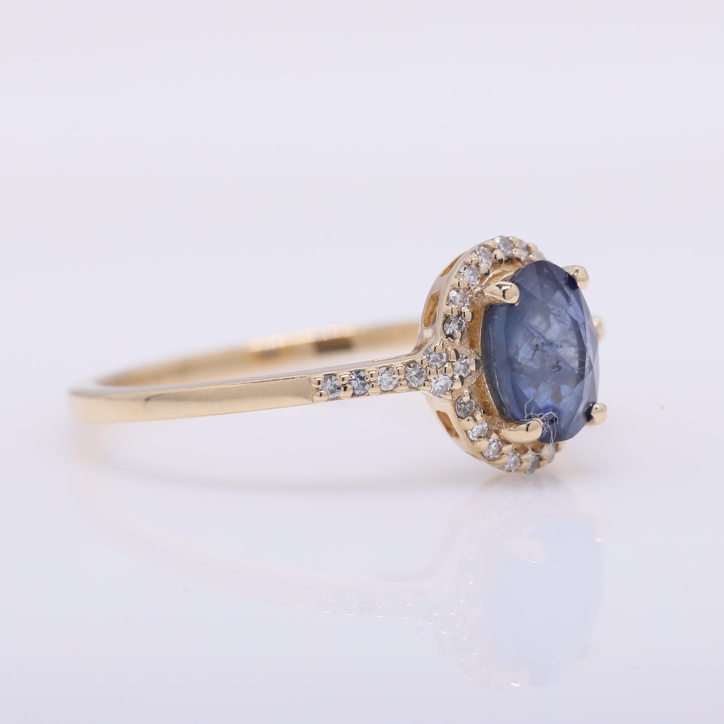 1.18 Ct Oval Mixed Cut Natural Sapphire 14K Gold Ring