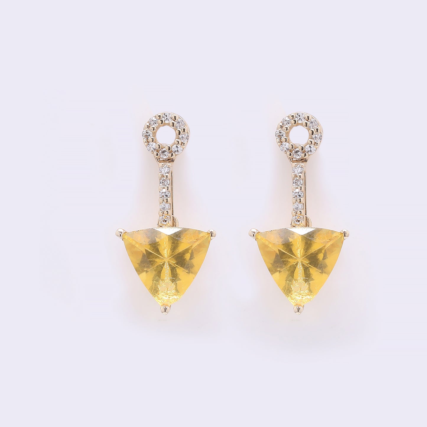1.44 Ct Triangle Mixed Cut Natural Fire Opal 14K Gold Earrings