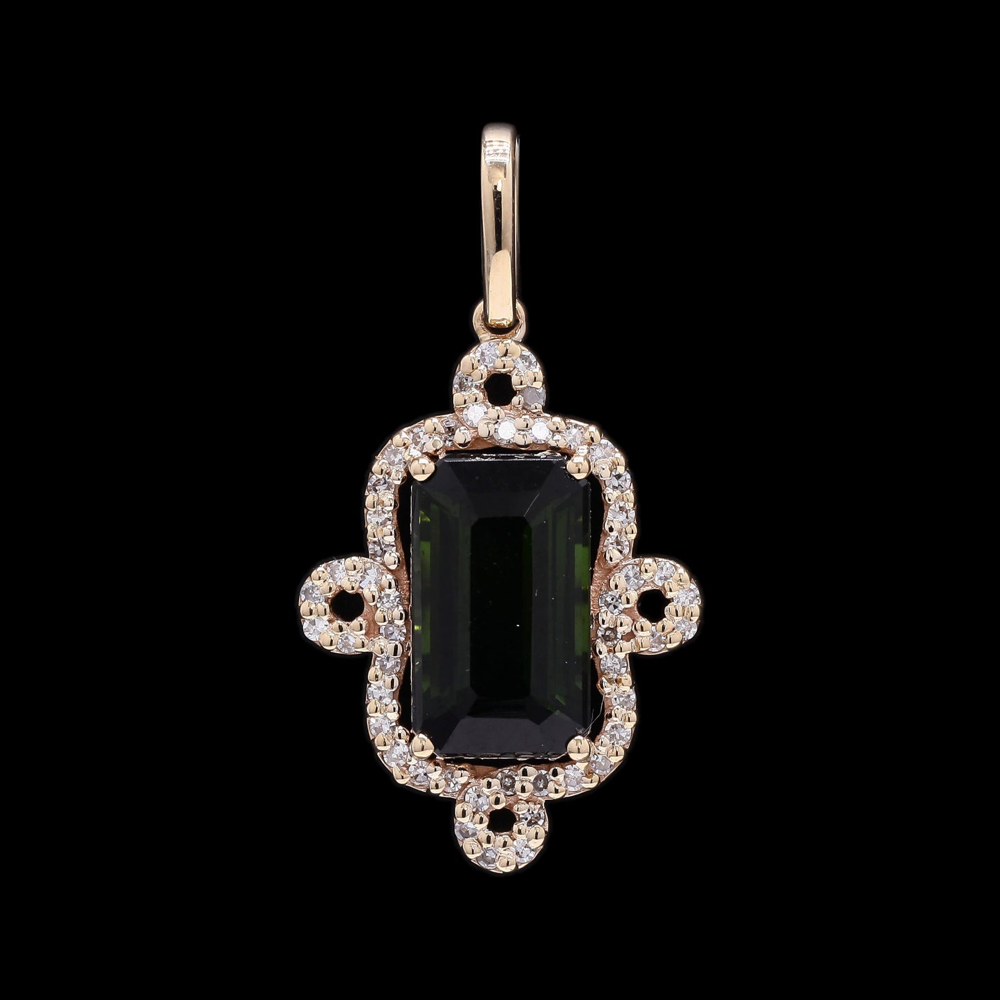 1.99 Ct Octagon Step Cut Natural Tourmaline 14K Gold Pendant