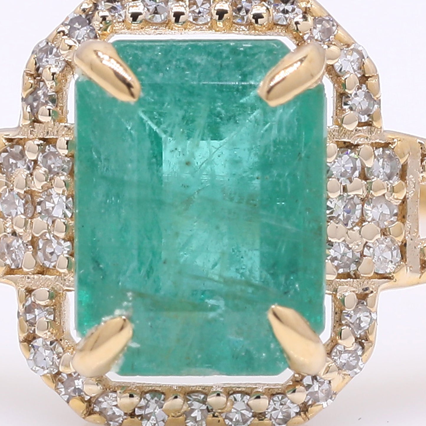 1.99 Ct Octagon Step Cut Natural Emerald 14K Gold Ring