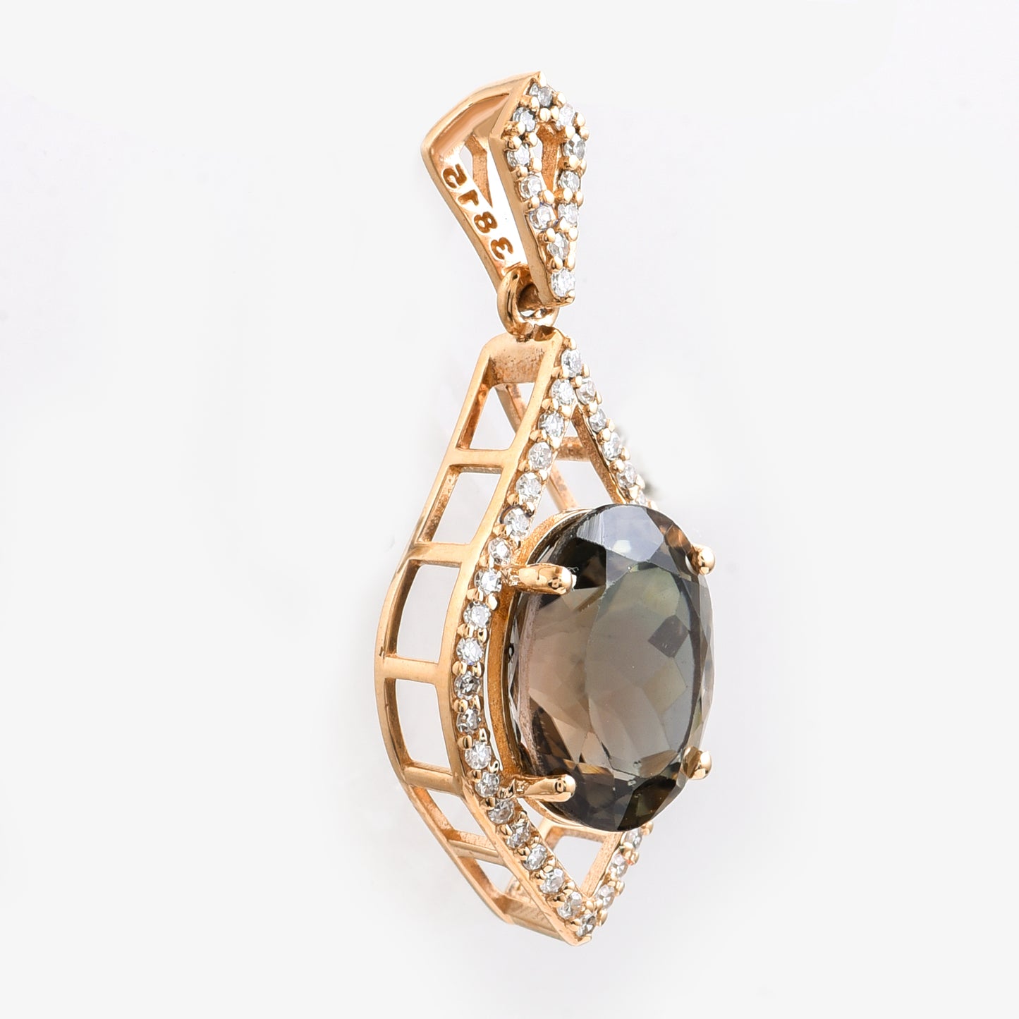 3.01 Ct Oval Mixed Cut Natural Tourmaline 14K Gold Pendant