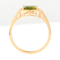 2.40 Ct Oval Mixed Cut Natural Green Sapphire 14K Gold Ring