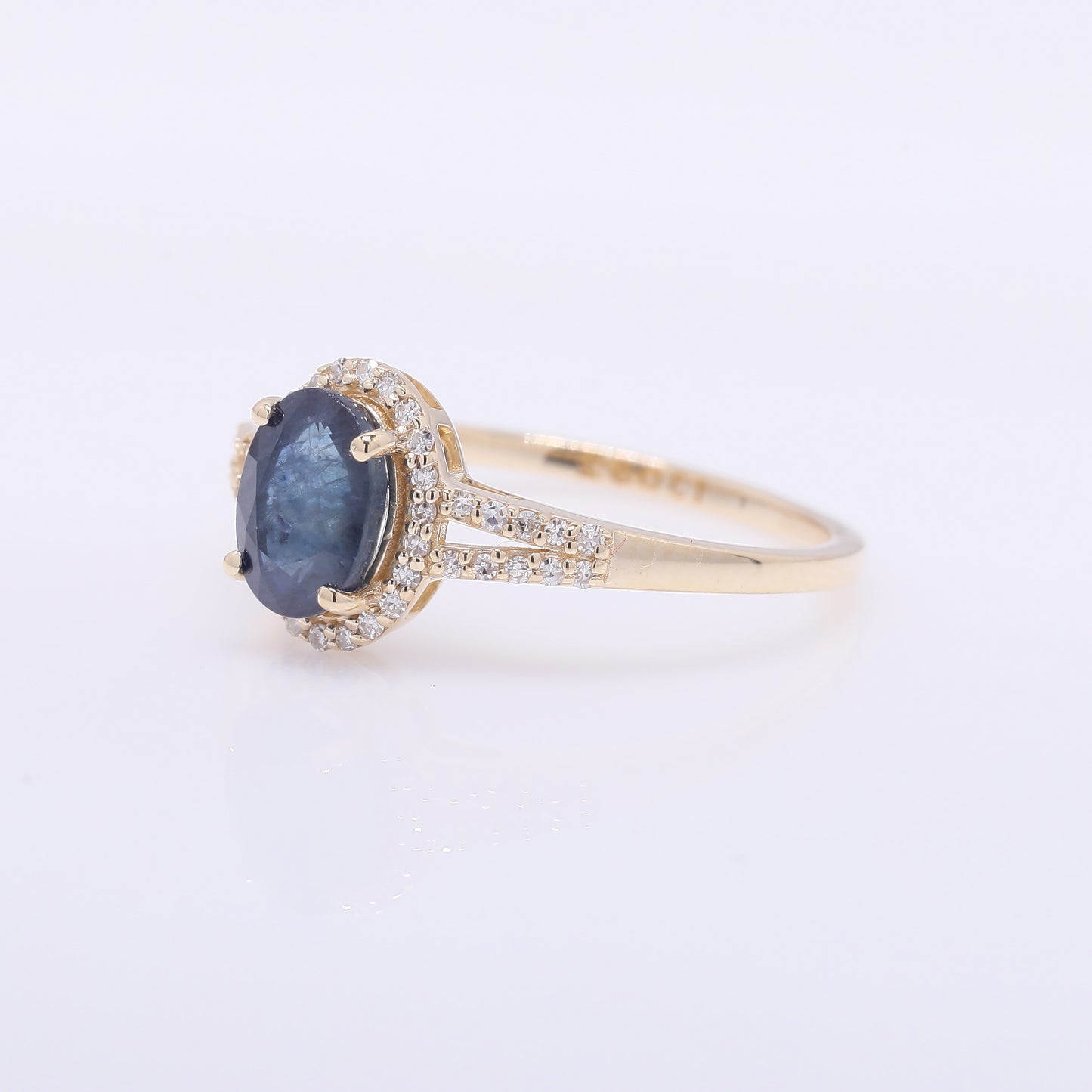 1.47 Ct Oval Mixed Cut Natural Sapphire 14K Gold Ring