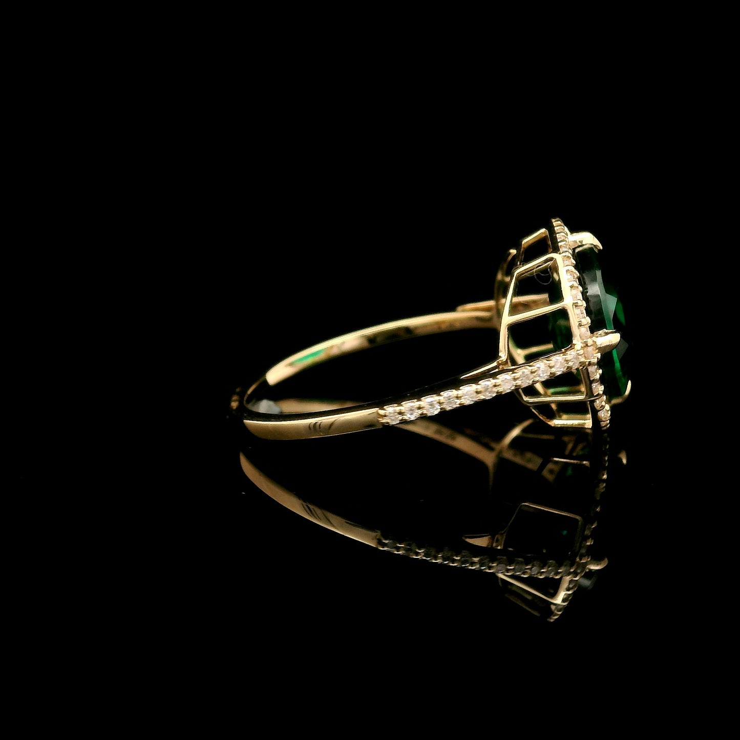 3.37 Ct Oval Mixed Cut Lab Grown Emerald 14K Gold Ring