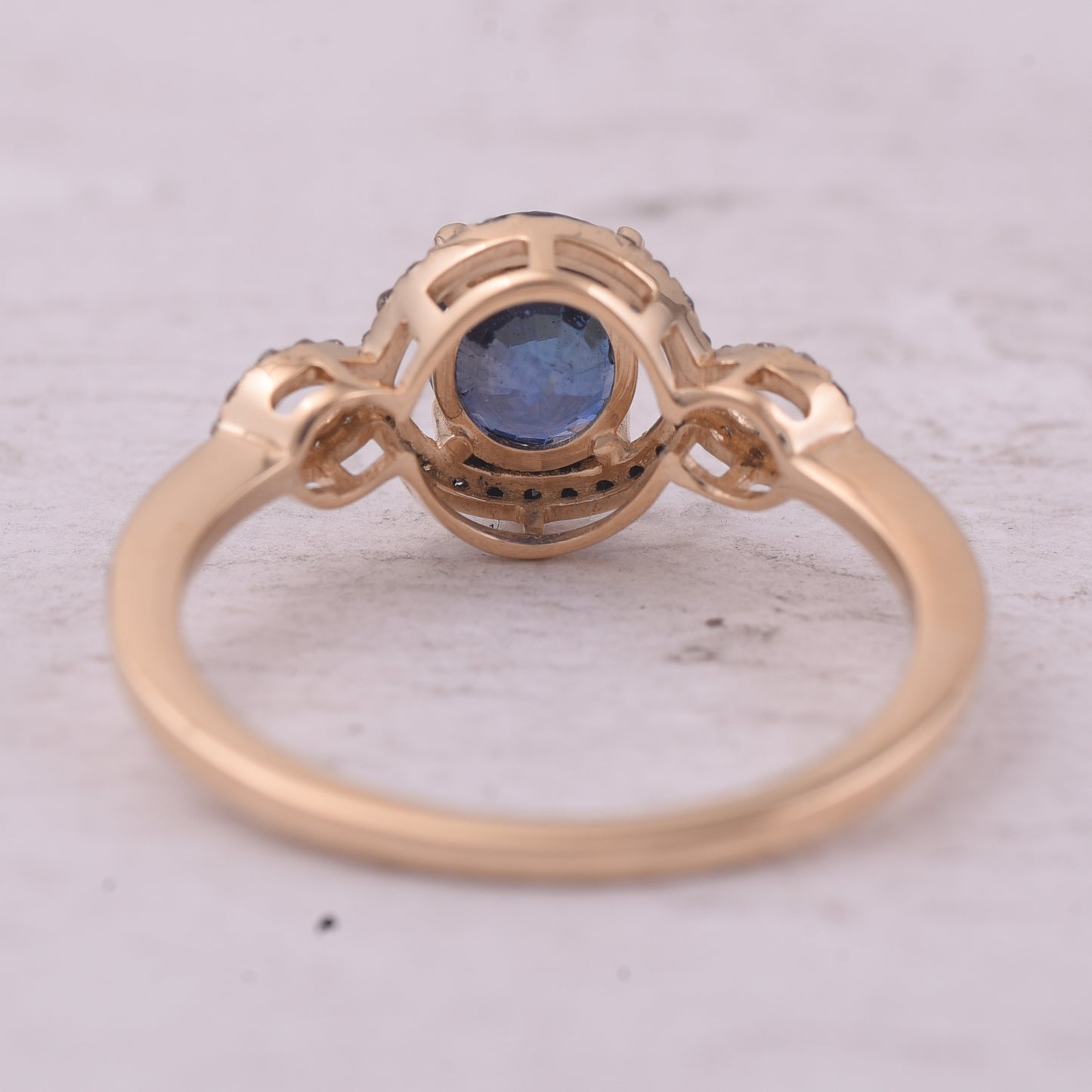 1.59 Ct Oval Mixed Cut Natural Sapphire 14K Gold Ring
