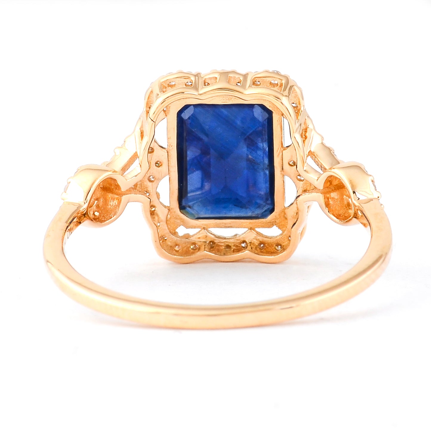2.29 Ct Octagon Step Cut Natural Sapphire 14K Gold Ring