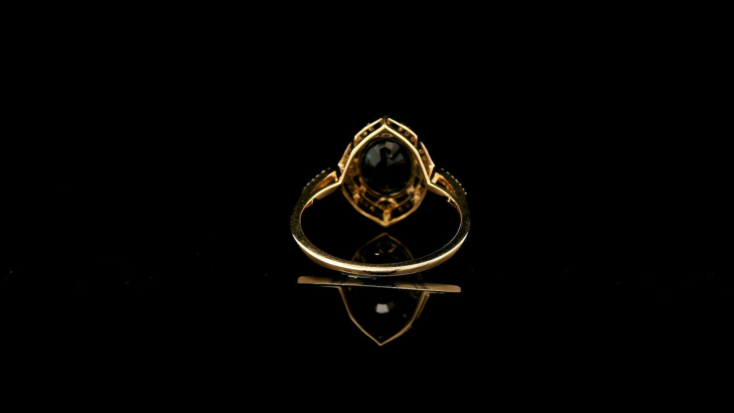 2.72 Ct Oval Natural Sapphire 14K Gold Ring