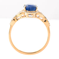 2.51 Ct Oval Mixed Cut Natural Sapphire 14K Gold Ring